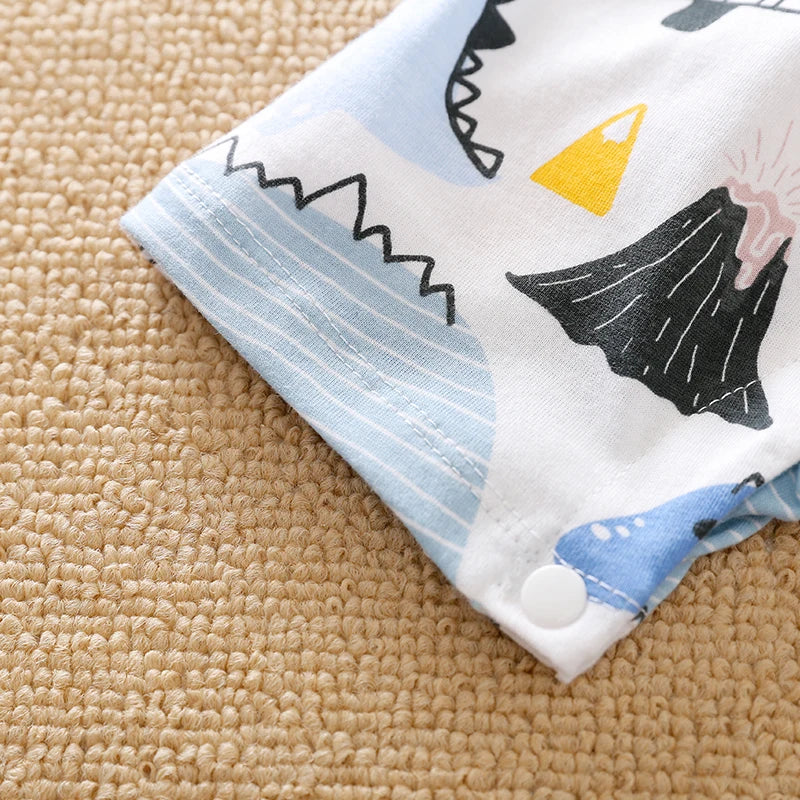 Close-up of leg hem on dinosaur romper