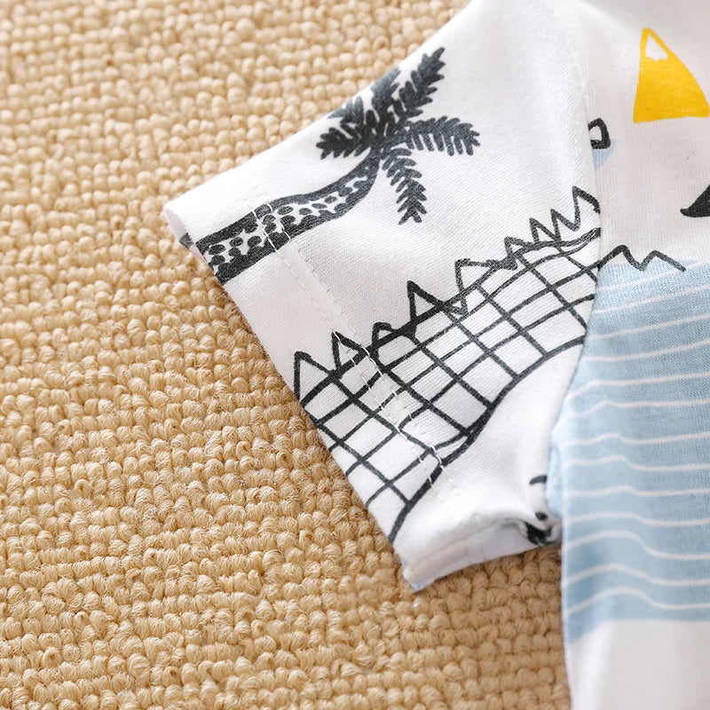 Close-up of sleeve on dinosaur romper