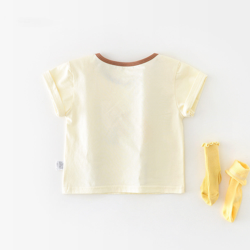 Baby Summer Cartoon Banana Round Neck Short Sleeve Top