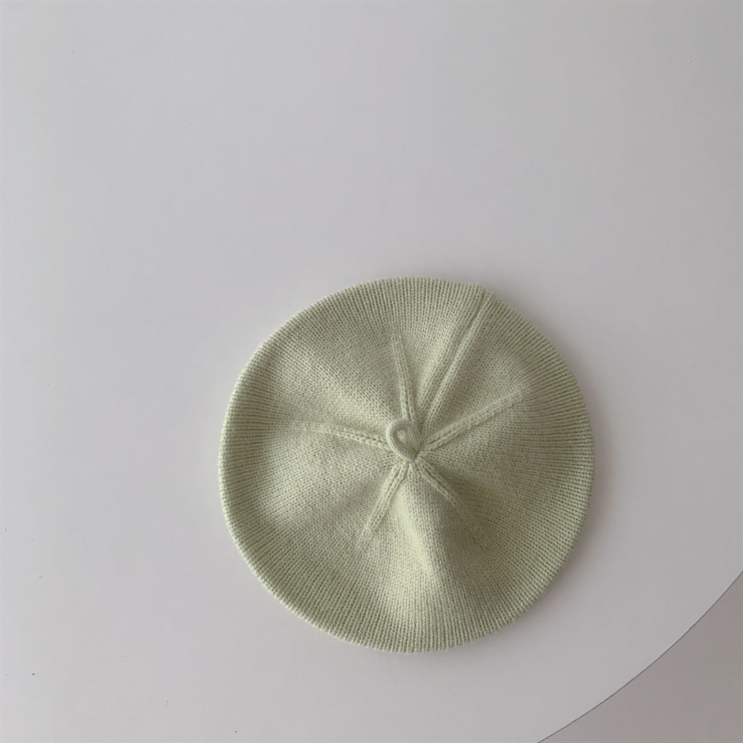 Sage green knitted baby beret