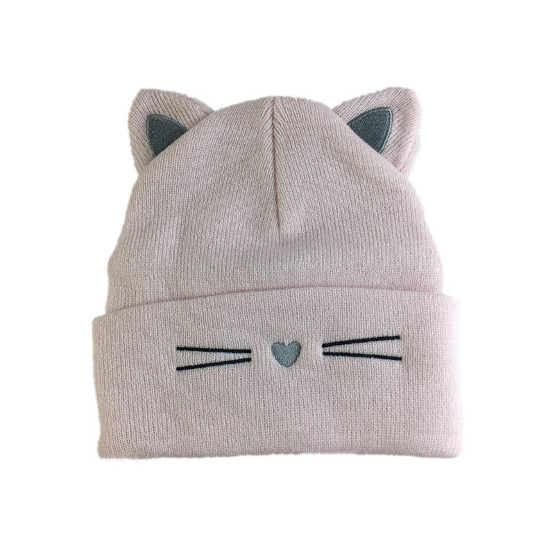 Light pink cat ears knit beanie