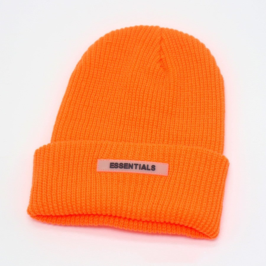 Orange ribbed knit kids beanie