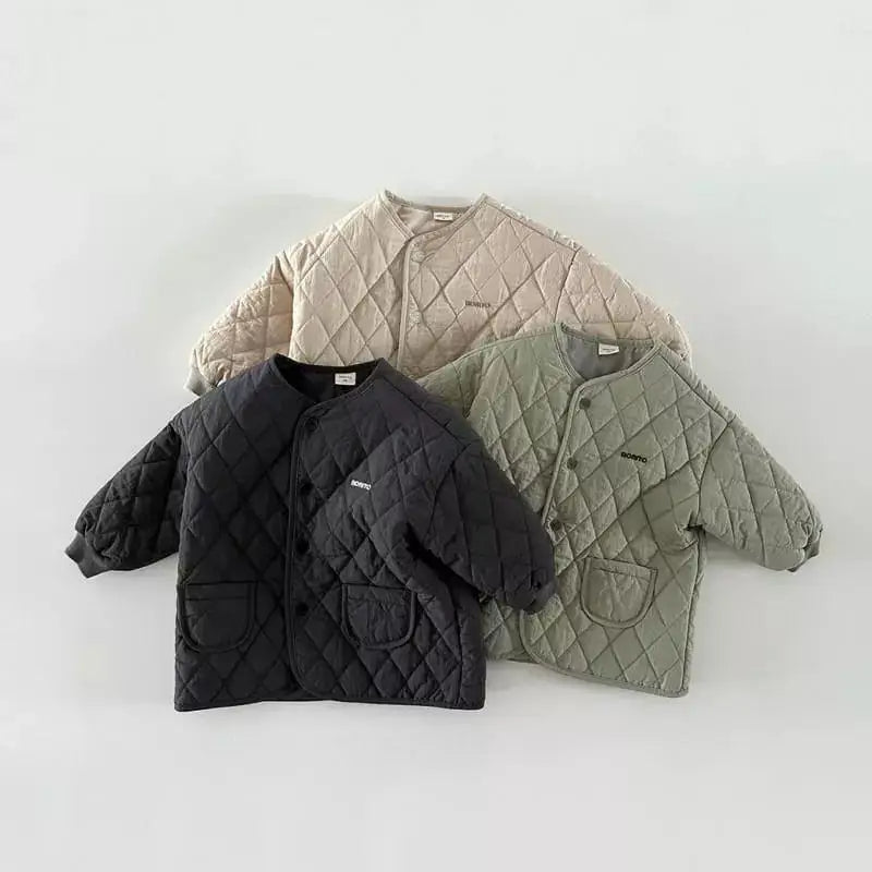 Apricot, black and green quilted padded jackets