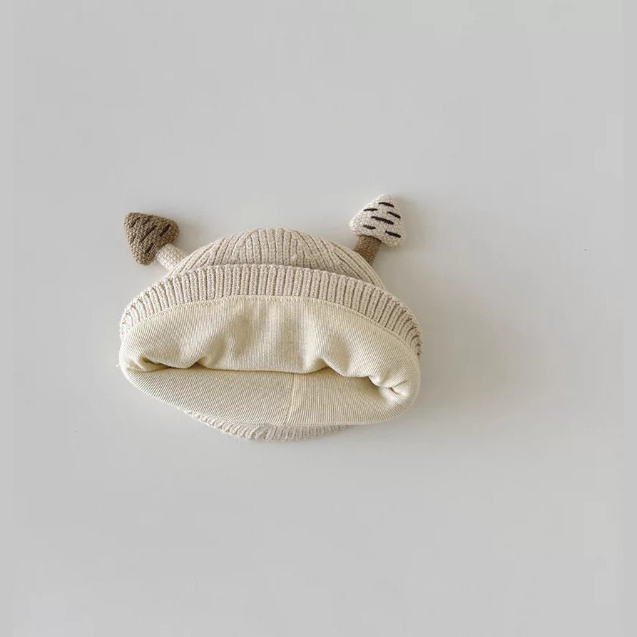 Inside of the mushroom beanie showing its soft lining