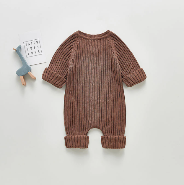 Ribbed Pattern Button Up Romper
