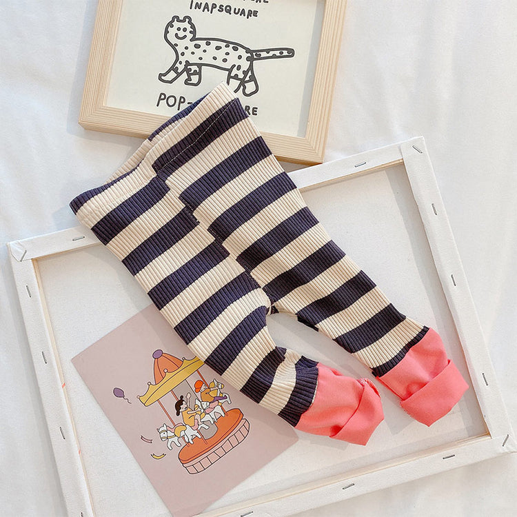 Smiling Face Sweatshirt & Striped Leggings Set