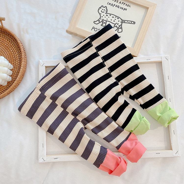 Smiling Face Sweatshirt & Striped Leggings Set