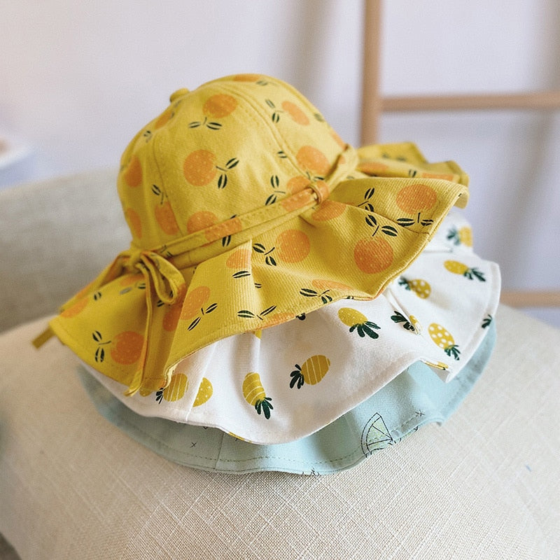 Fruits/Pattern Print Bowknot Bucket Hat