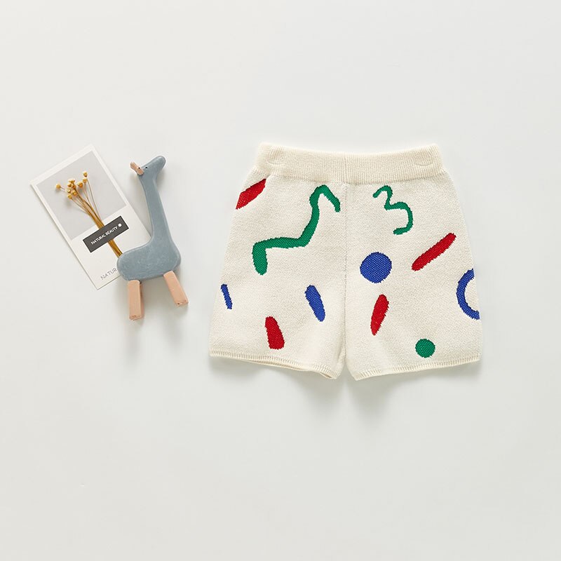 Geometry Pattern Knitted Top & Shorts Set