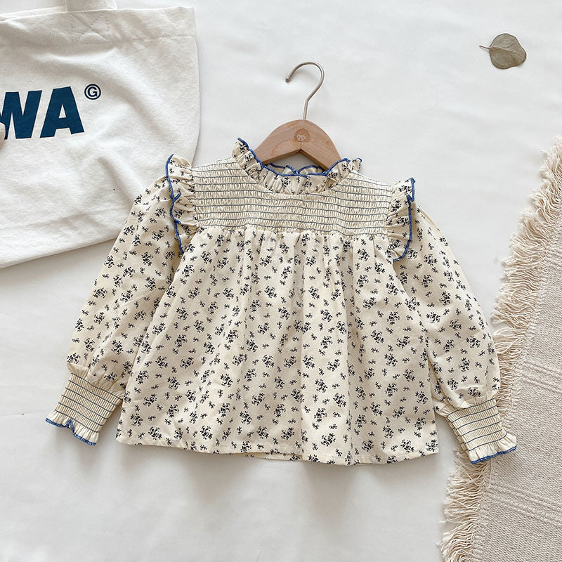 Floral Ruffled Collar Blouse
