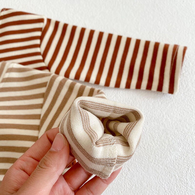 Stripped Blouse & Bear Corduroy Bodysuit Set