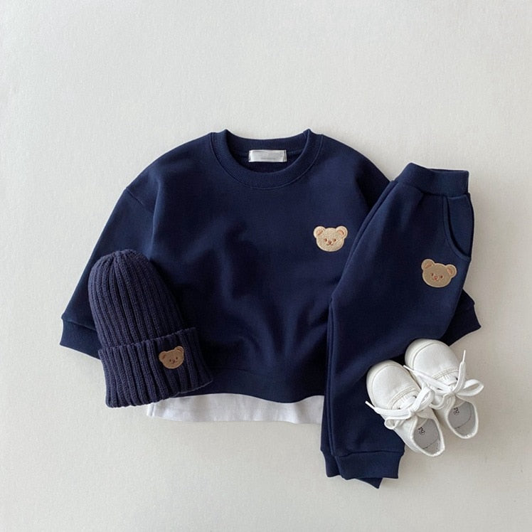 Solid Color Embroidered Bear Beanie Hat