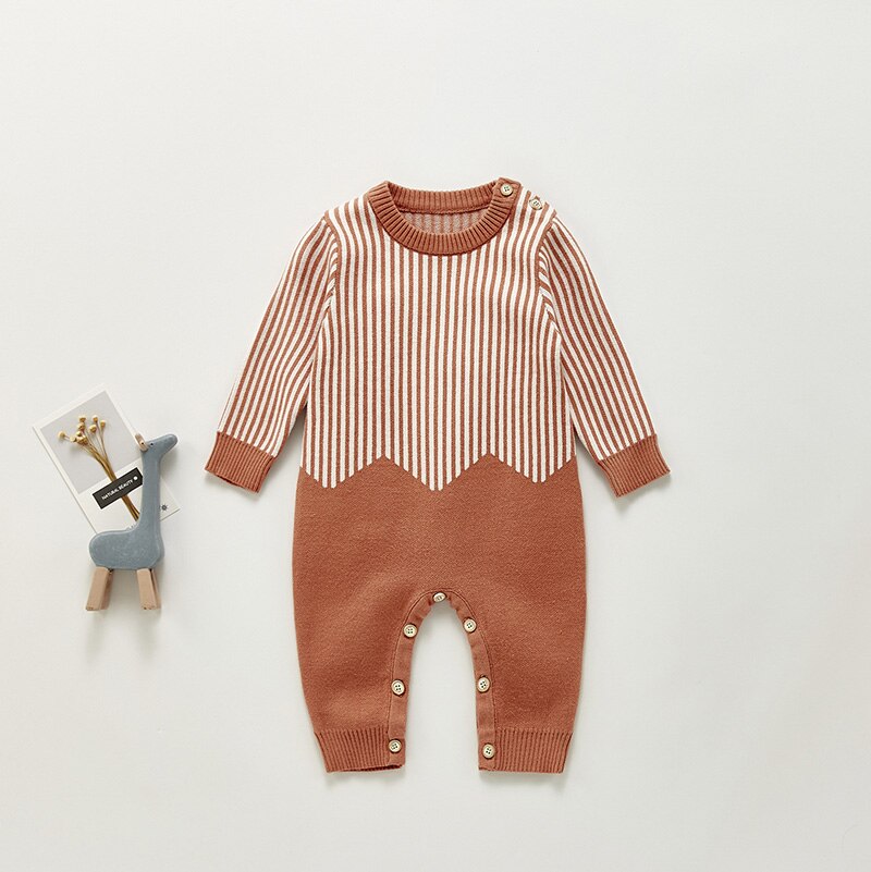 Stripped & Chevron Pattern Knit Jumpsuit