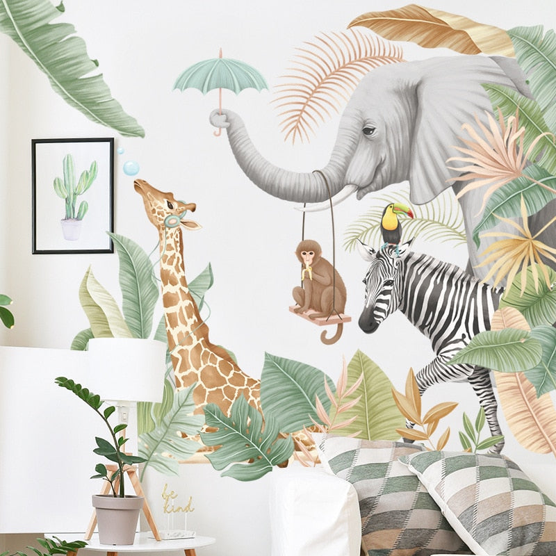 Tropical Rainforest And Animals Wall Sticker