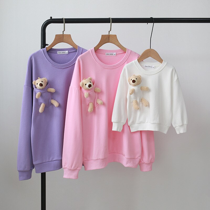 Family Matching Loose Pocket Bear Hoodies