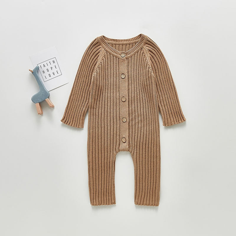 Ribbed Pattern Button Up Romper