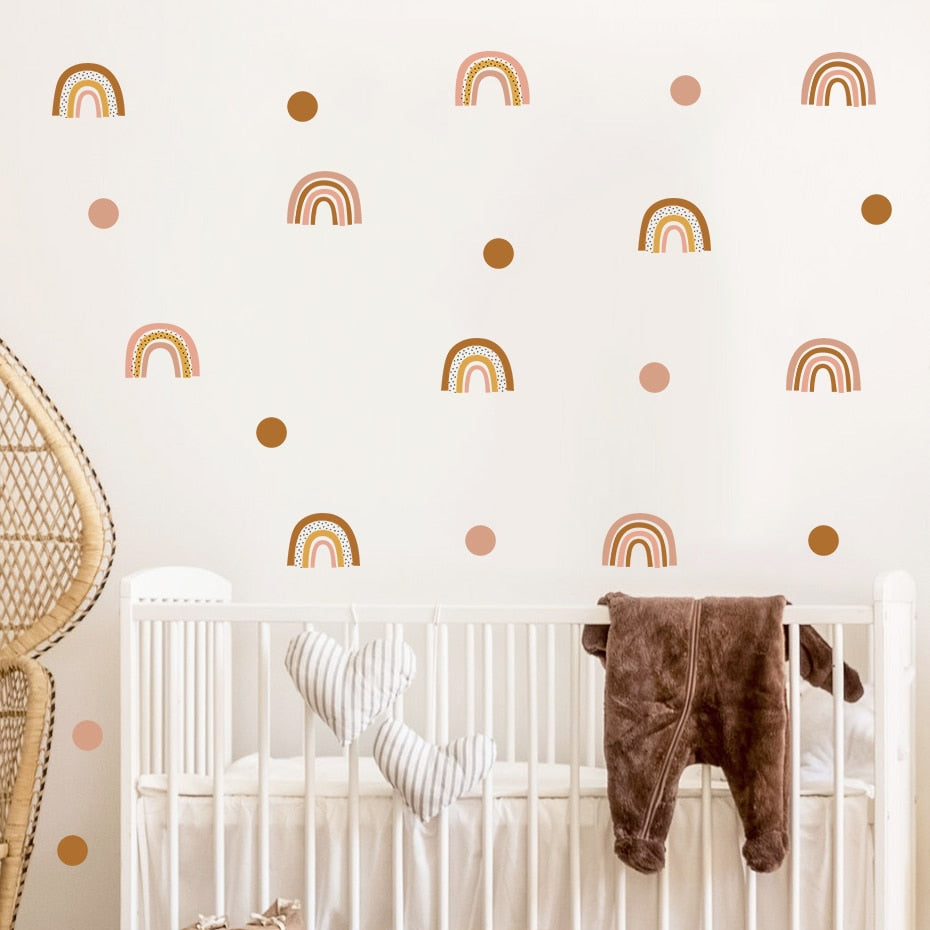 Bohemia Pink Rainbow Stars Wall Stickers