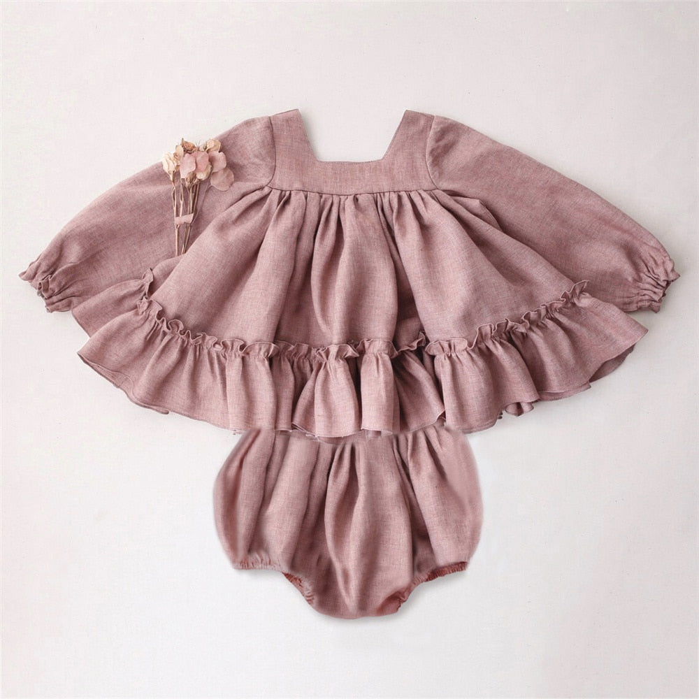 Vintage Linen Blouse & Shorts