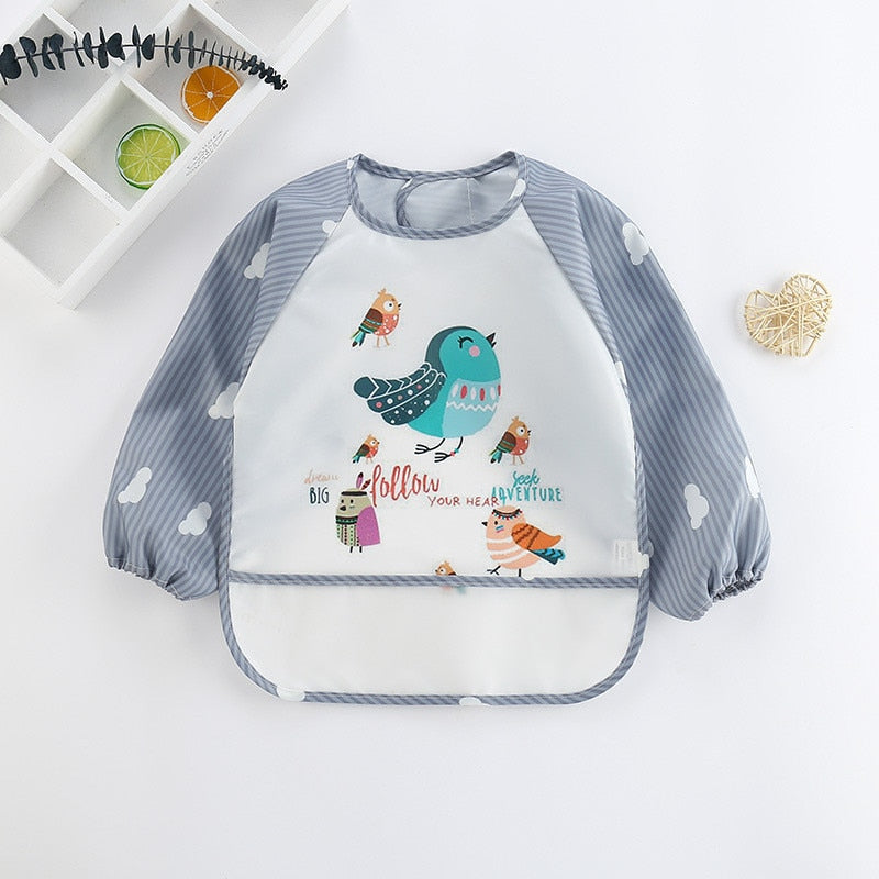 Bird/Deer/Rabbit Long Sleeve Bib With Pocket