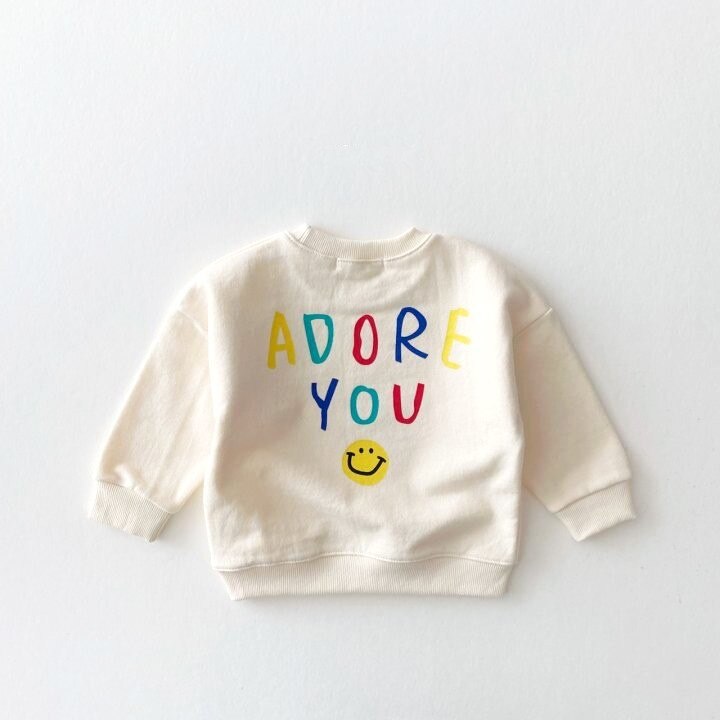 ADORE YOU Beige/Striped Smile Sweatshirt
