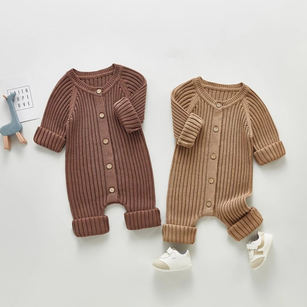 Ribbed Pattern Button Up Romper