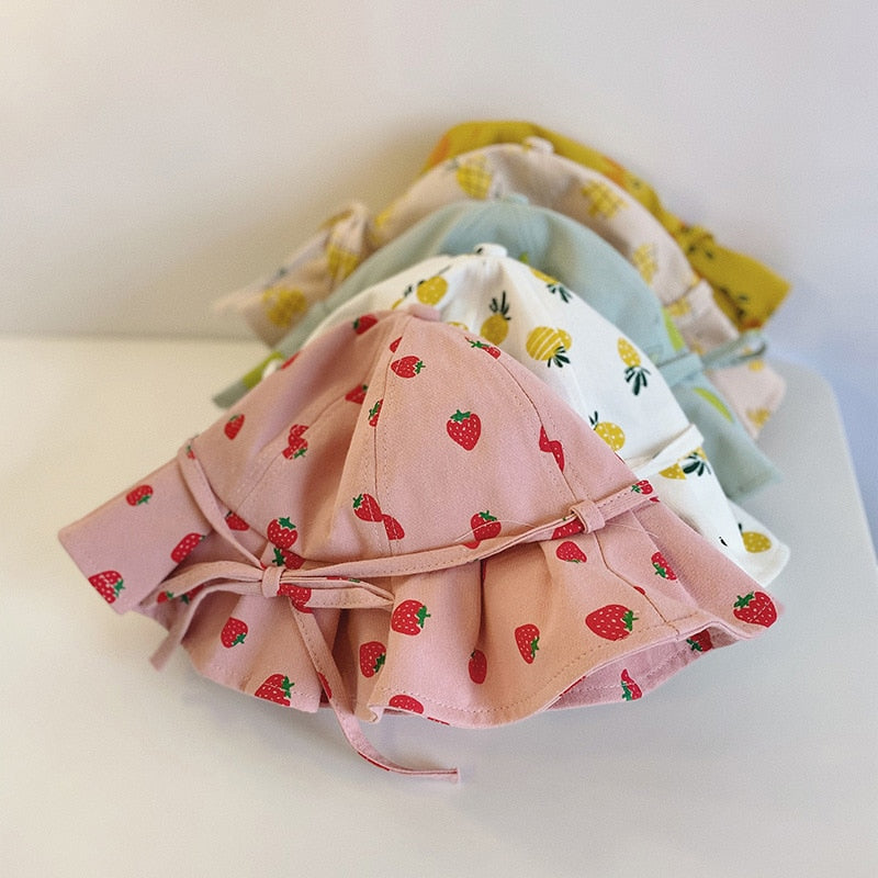 Fruits/Pattern Print Bowknot Bucket Hat