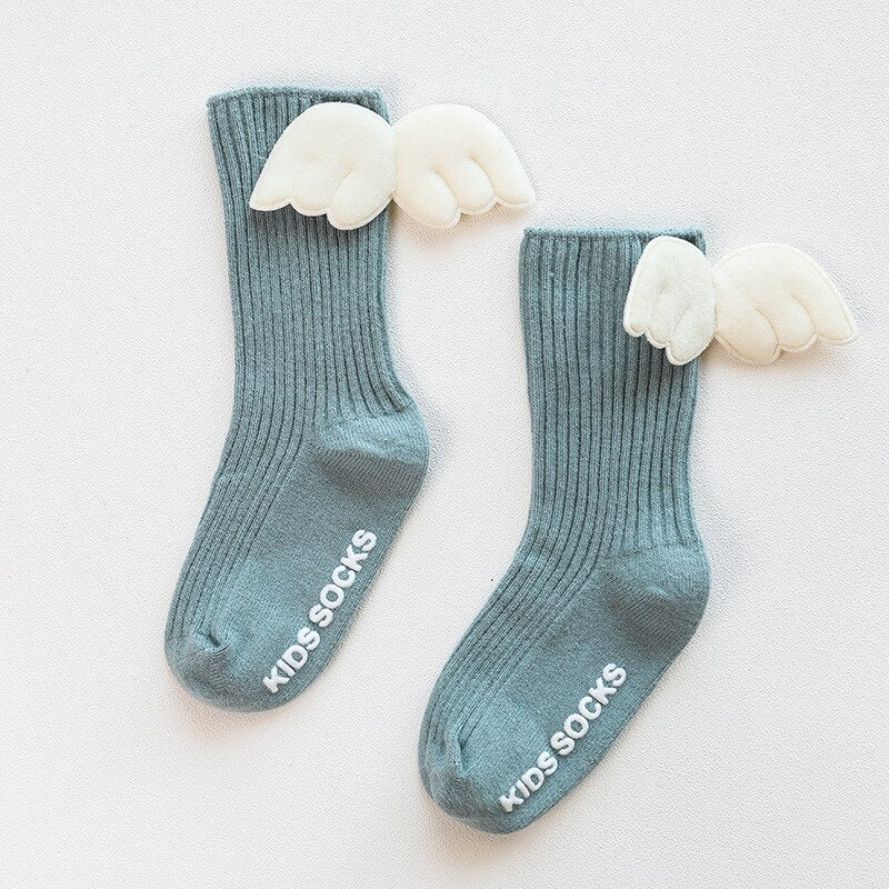Solid Color Cute Wings Non-Slip Socks