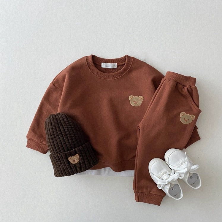 Solid Color Embroidered Bear Beanie Hat