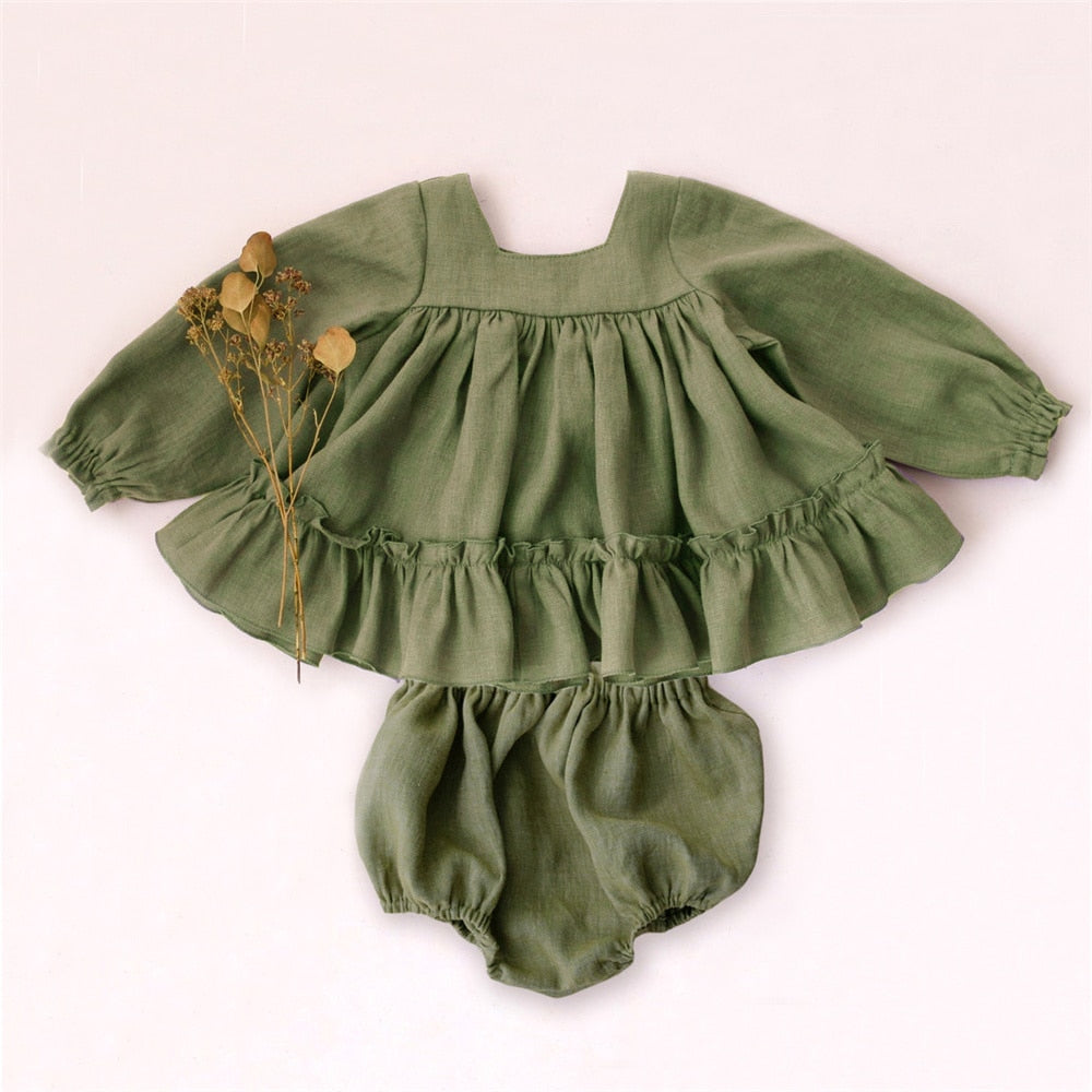 Vintage Linen Blouse & Shorts