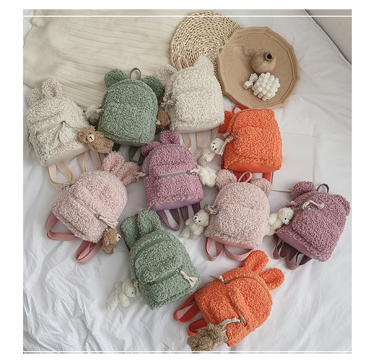 Fleece Bear/Rabbit Backpack With Bear Doll