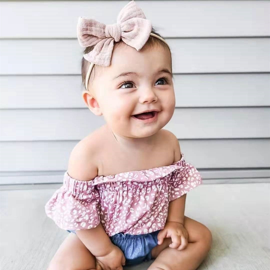 4Pcs/Set Cotton Bow Elastic Headband