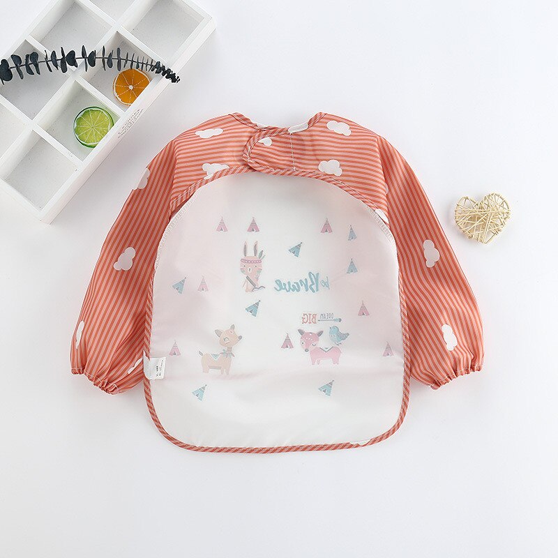 Bird/Deer/Rabbit Long Sleeve Bib With Pocket