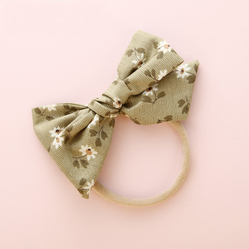 Elastic Flower Print Bowknot Headband
