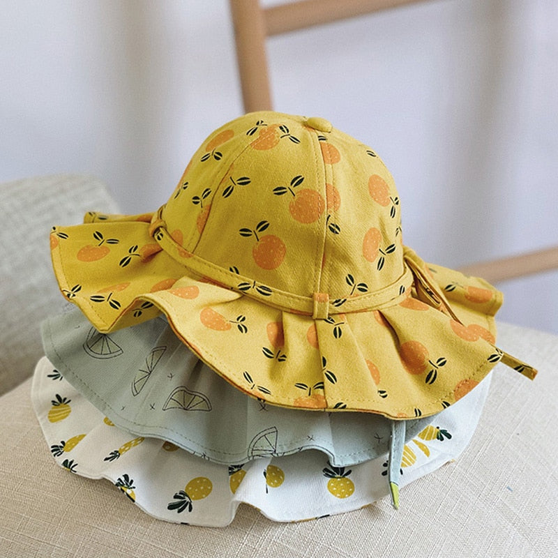 Fruits/Pattern Print Bowknot Bucket Hat