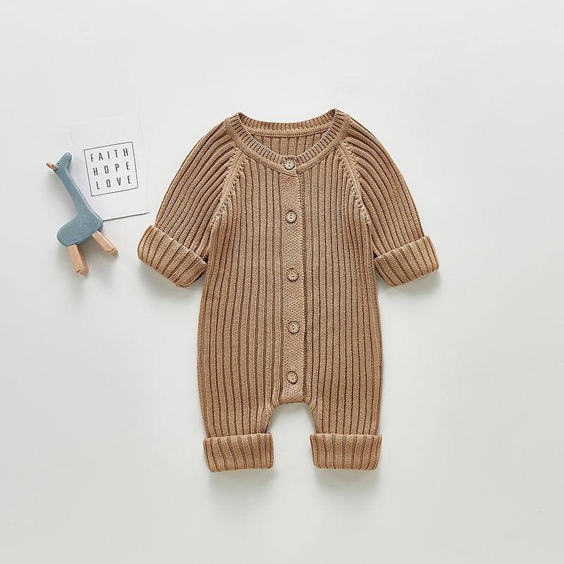 Ribbed Pattern Button Up Romper