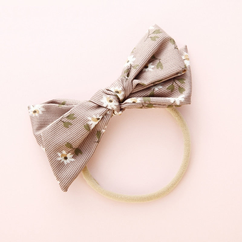 Elastic Flower Print Bowknot Headband