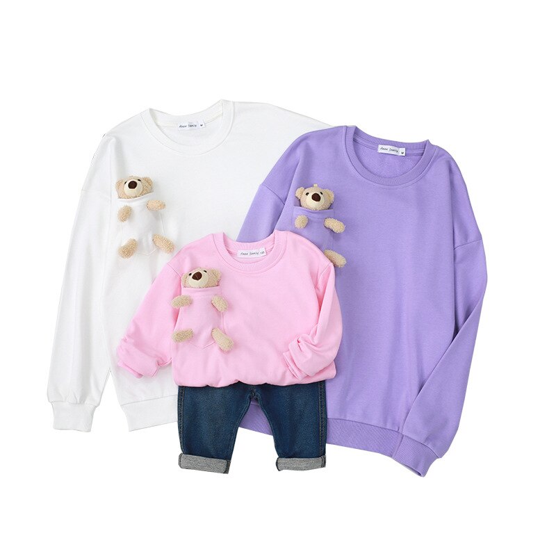 Family Matching Loose Pocket Bear Hoodies