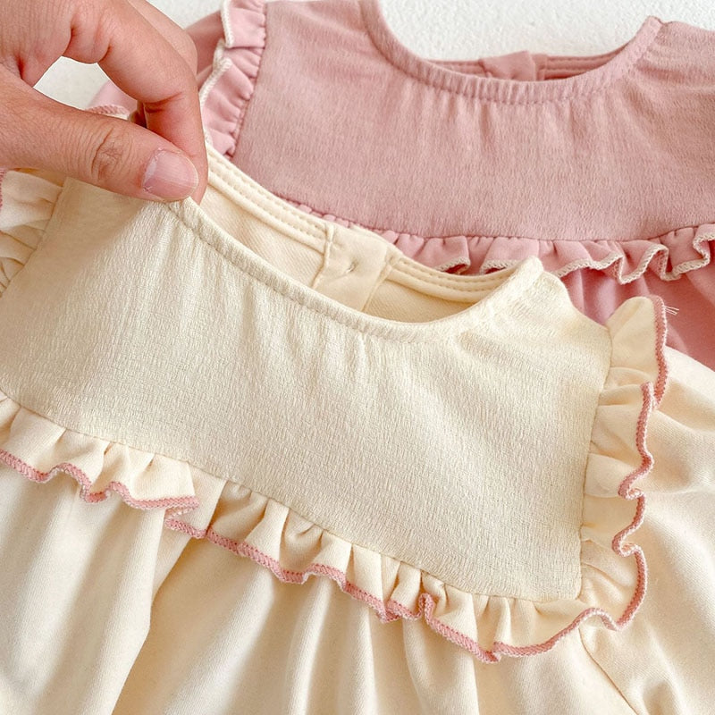 Ruffle-Trim Puff Long Sleeve Dress & Short