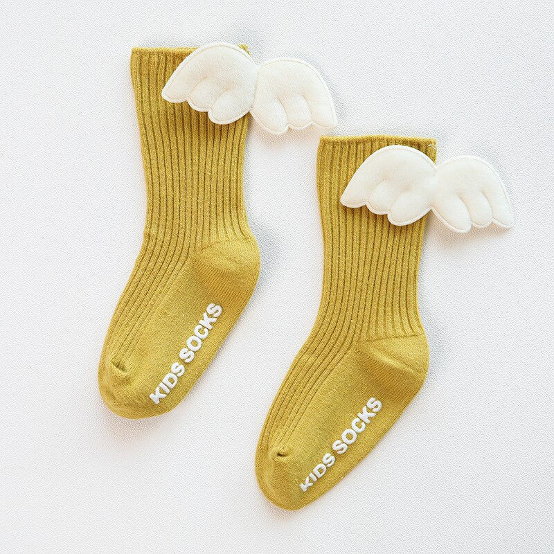 Solid Color Cute Wings Non-Slip Socks
