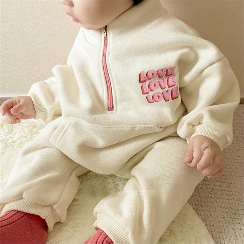 LOVE LOVE LOVE Half Zip Pullover Set
