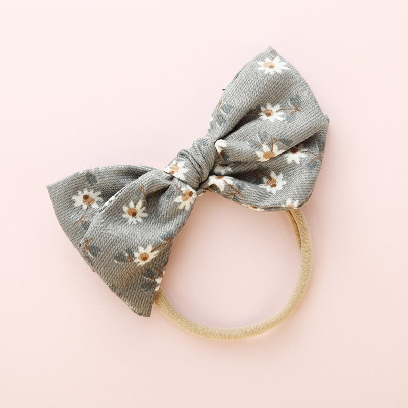 Elastic Flower Print Bowknot Headband