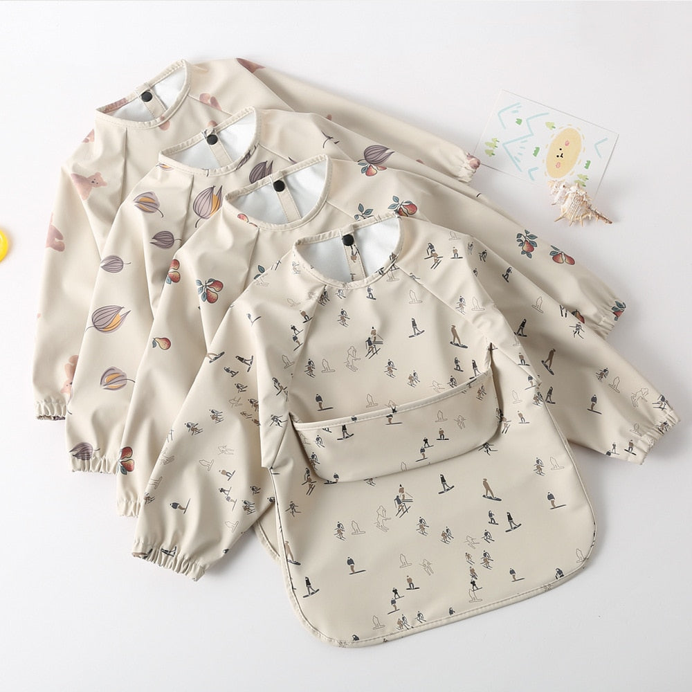 Colorful Print Bibs With Pocket