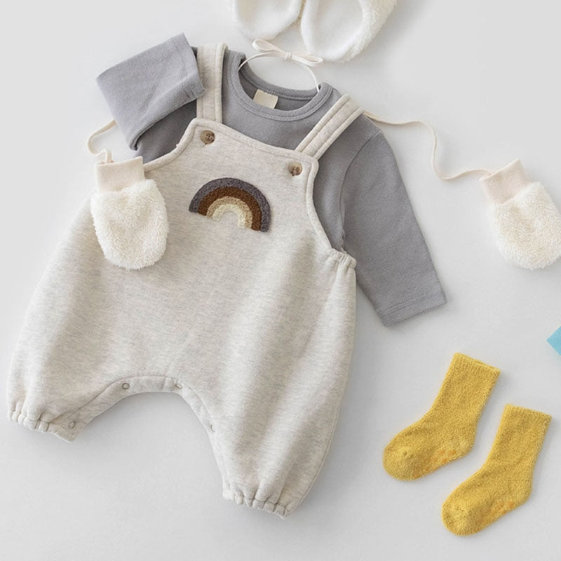 Embroidered Rainbow Overalls