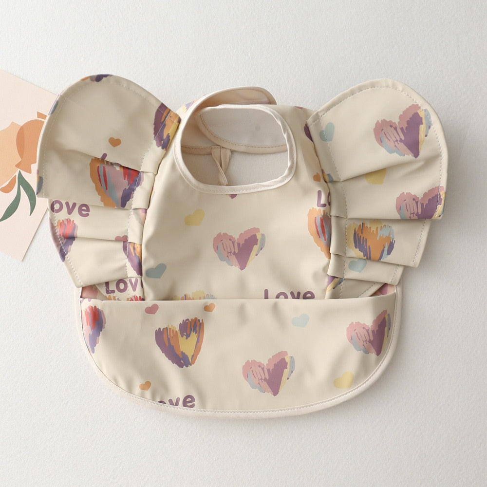 Ruffle Waterproof Cartoon Print Bibs