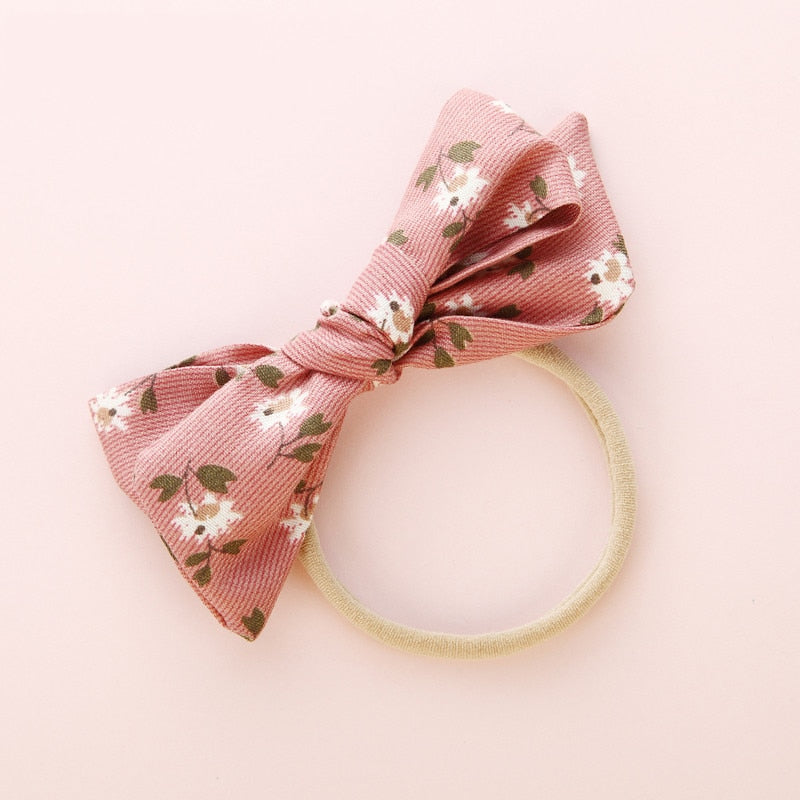 Elastic Flower Print Bowknot Headband