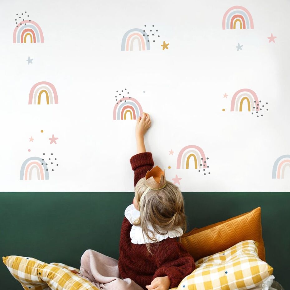 Bohemia Pink Rainbow Stars Wall Stickers