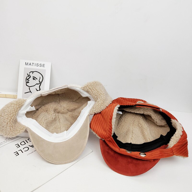 Hello There Cat Embroidered Fur Lining Hat