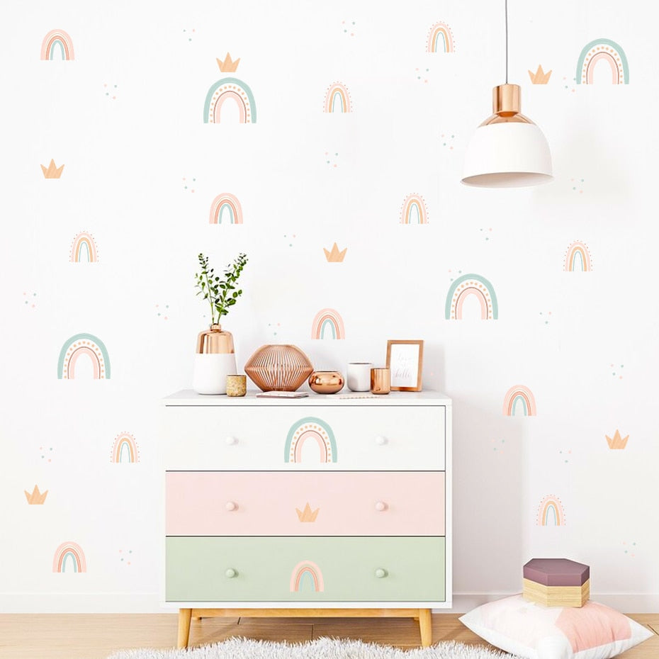 Bohemia Pink Rainbow Stars Wall Stickers