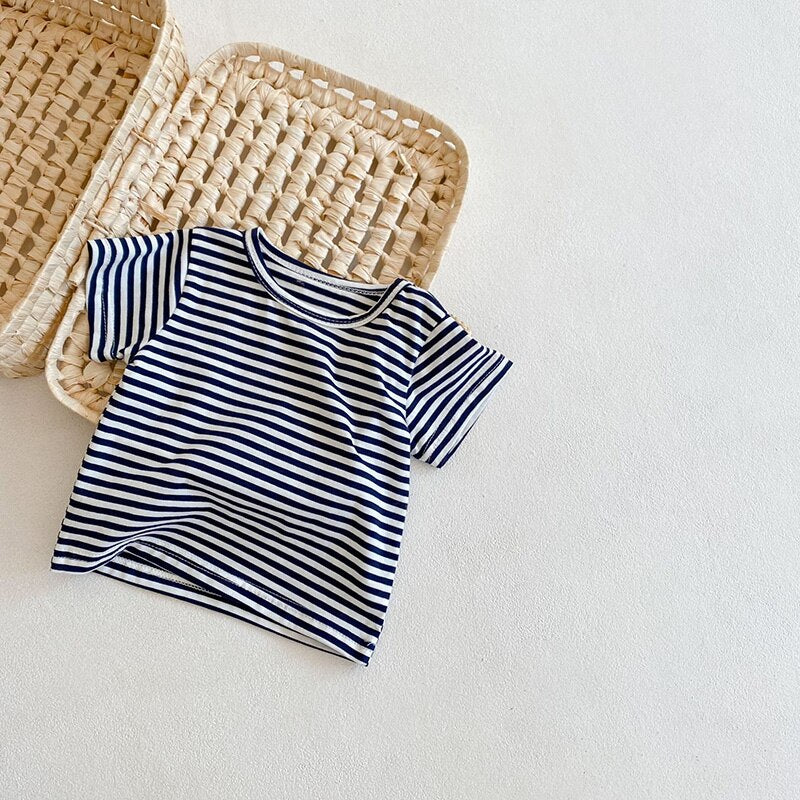 Denim Jumpsuit With Stripped Top
