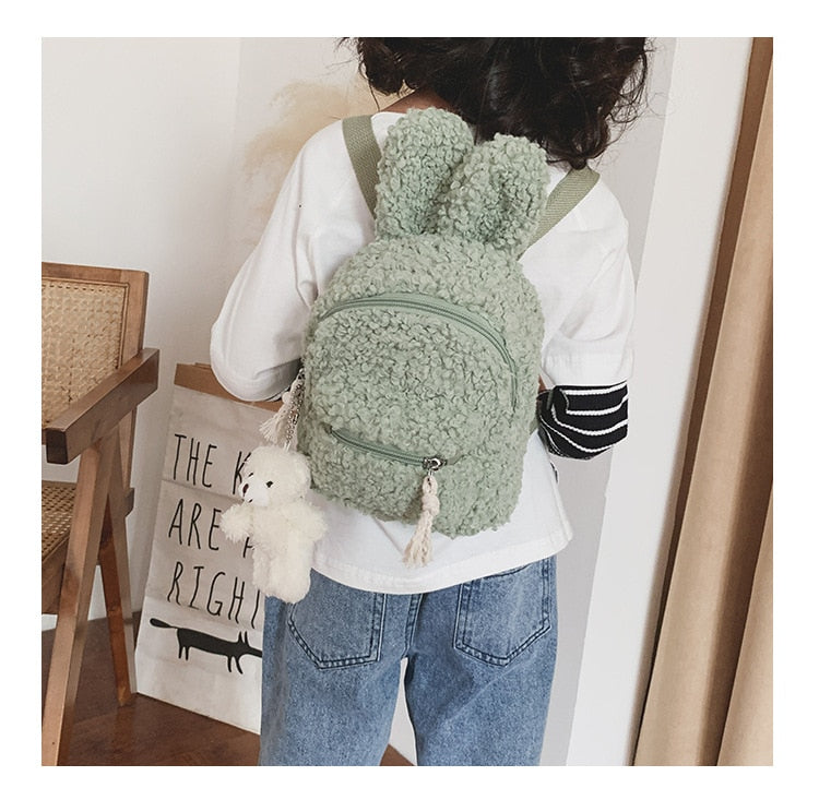 Fleece Bear/Rabbit Backpack With Bear Doll